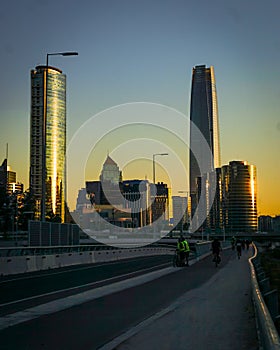 Vertical View of the financial center of Santiago de Chile photo