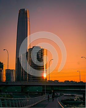 Vertical View of the financial center of Santiago de Chile photo