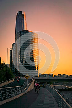 Vertical View of the financial center of Santiago de Chile photo