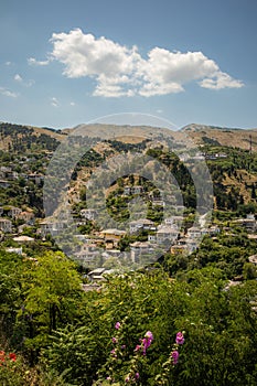 Vertical View of Gjirokaster Town in Hilly Outdoor Nature