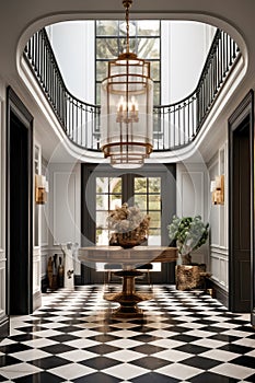 vertical view of the hall of a luxury home