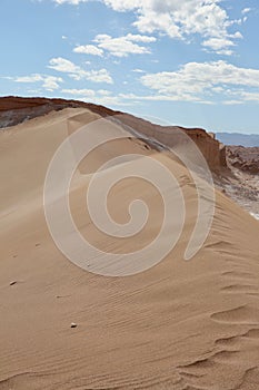 Vertical View of Huge. Windswept Sand Dune in Chile`s Atacama Desert