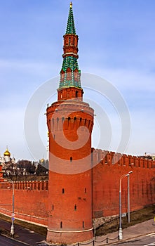 Vertical view at Kremlin Vodovzvodnaya Tower and surrounding walls, Moscow photo