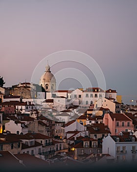 Vertical view of Lisbon at sunset