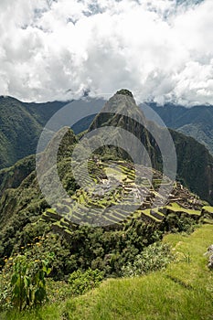 Vertical view of Macchu Picchu