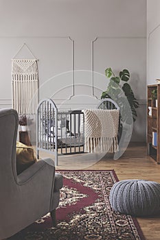 Vertical view of mid century baby room