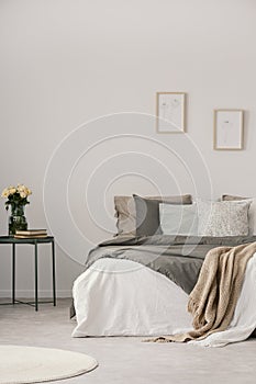 view of modern pastel bedroom interior