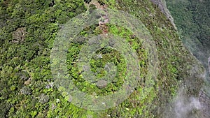 Vertical  view of the ramparts in the forest of Notre-Dame de la Paix