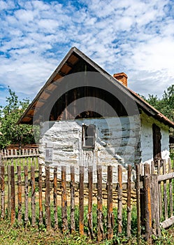 Vertical view of the residential building of a cottager on a sunny day in Straznice