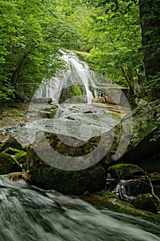 Vertical View of Roaring Run Waterfall