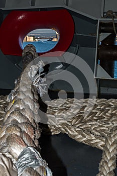 Vertical View of the Taranto Swing Bridge Taken from a Hole of a Ship before the Transit photo