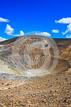 Vertical view of volcano crater on Vulcano island, Sicily