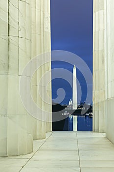 Vertical View Washington DC Monument at Daybreak