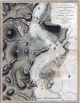 Vertical vintage map of Hudson\'s River as of 18th century