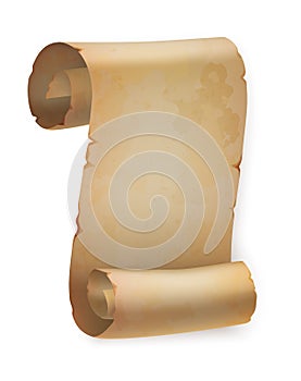 Vertical vintage paper roll or parchment scroll