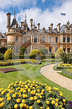 Vertical of Waddesdon Manor country house in the village of Waddesdon, in Buckinghamshire, England.