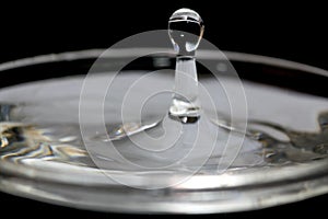 Vertical Water droplet in glass