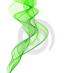 Vertical wave abstract background for brochure, card or cover. Vector illustration in green color wave