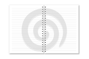 Vertical white metallic silver spiral bound blank copybook lined