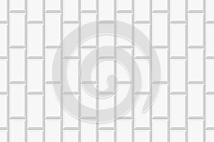 Vertical white rectangle tile layout. Ceramic or brick wall seamless pattern. Kitchen backsplash or bathroom floor