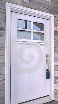 Vertical White wooden front door with sash windows