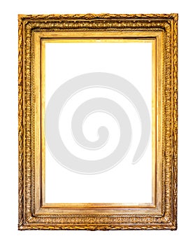 Vertical wide carved golden picture frame cut out