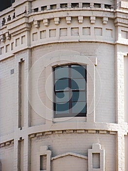 Vertical window of Victorian era building in Geelong, Victoria, Australia