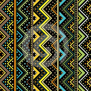 Vertical zig zag made by dots and lines, seamless background