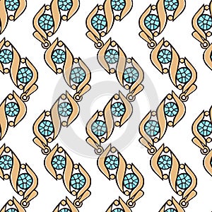 Vertical zigzag pattern of gold jewelry