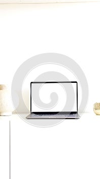 verticale photo of a laptop on a white background