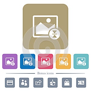 Vertically flip image flat icons on color rounded square backgrounds