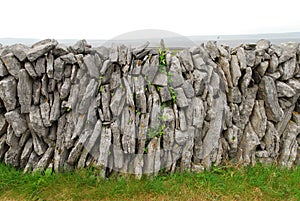 A vertically stacked stone wall in Ireland