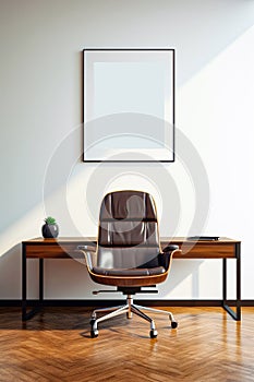 Verticle frame mockup modern office room wall art display photo