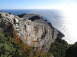 Vertiginous cliffs in the Calanques Massif, near Marseille