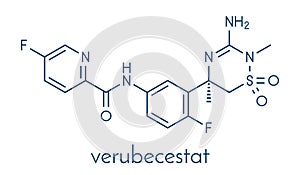 Verubecestat Alzheimer`s disease drug molecule BACE1 inhibitor. Skeletal formula.