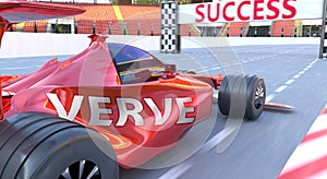 Verve and success - pictured as word Verve and a f1 car, to symbolize that Verve can help achieving success and prosperity in life photo