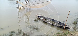 Very advance and new technology for fishing during flud in madhubani india