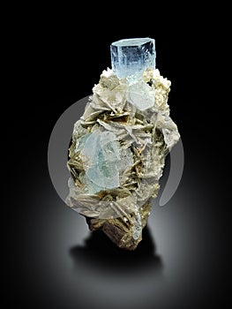 Very aesthetic aquamarine with muscovite specimen from Nagar Pakistan