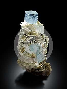 Very aesthetic aquamarine with muscovite specimen from Nagar Pakistan