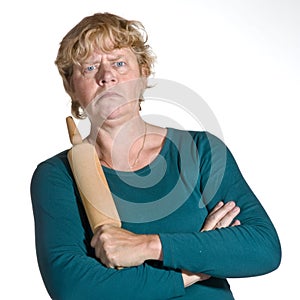 Very angry elderly woman