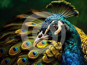 A very beautiful adult peacock.