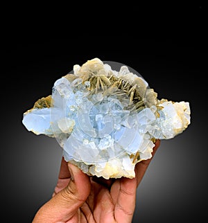 very beautiful Aquamarine crystals cluster with muscovite mineral specimen form nagar valley gilgit Pakistan photo