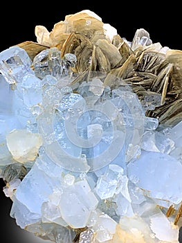 very beautiful Aquamarine crystals cluster with muscovite mineral specimen form nagar valley gilgit Pakistan photo