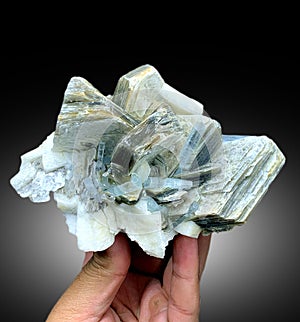 very beautiful Aquamarine var beryl with mica muscovite flower crystal mineral specimen from shigar valley Pakistan photo