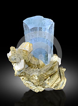 very Beautiful Aquamarine var Beryl with Muscovite mica Mineral specimen from Nagar Pakistan