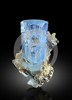 very Beautiful Aquamarine var Beryl with Muscovite mica Mineral specimen from Nagar Pakistan