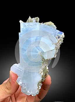 very beautiful Aquamarine var beryl with musocvite Mineral specimen from Nagar valley Gilgit Pakistan photo