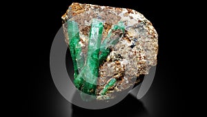 Very Beautiful green emerald crystal on matrix specimen form afghanistan photo