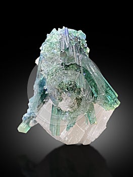 Very Beautiful Indoclite Tourmaline cluster with Beryllonite mineral specimen from Skardu Pakistan photo