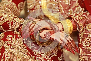 Very Beautiful Mehndi designs on bride's hands.